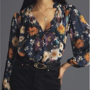 Anthropologie Multicolor Floral Blouse